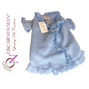 Gorgeous NWT Oscar Newman Luxury Blue Dog Sweater, sz Medium